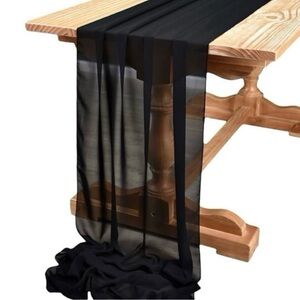 2 Black Chiffon Table Runners
